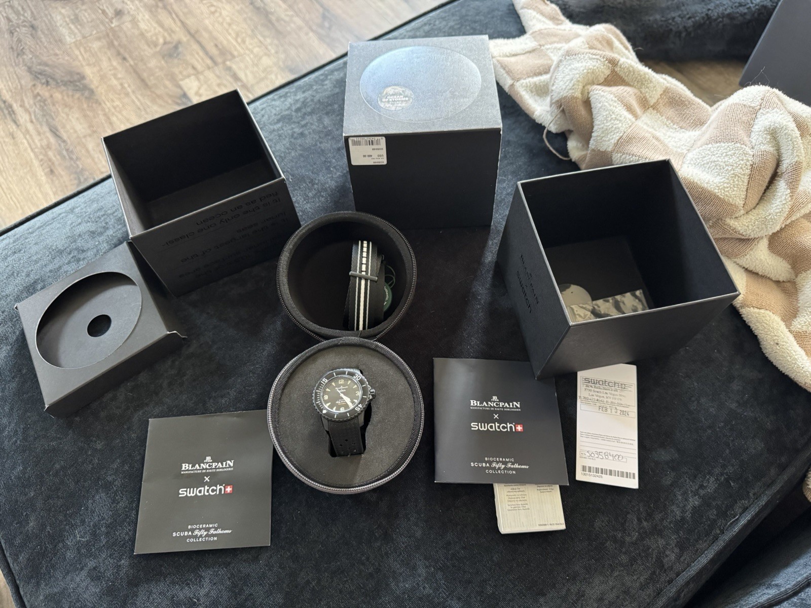 Swatch Blancpain Ocean of Storms Scuba Fifty Fathoms Complete Set