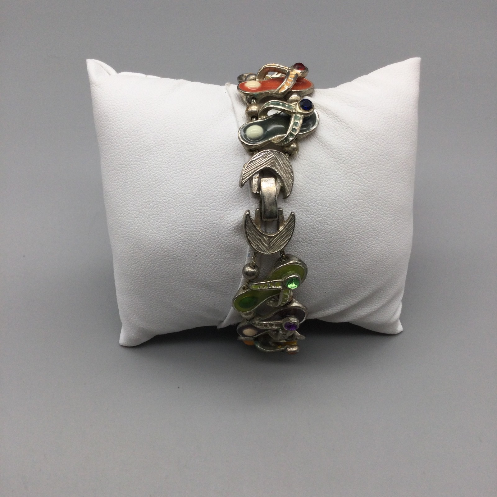 Vtg Jennie B Beach Watch Womens 23mm Slide Charm Bracelet New Battery 7.5″