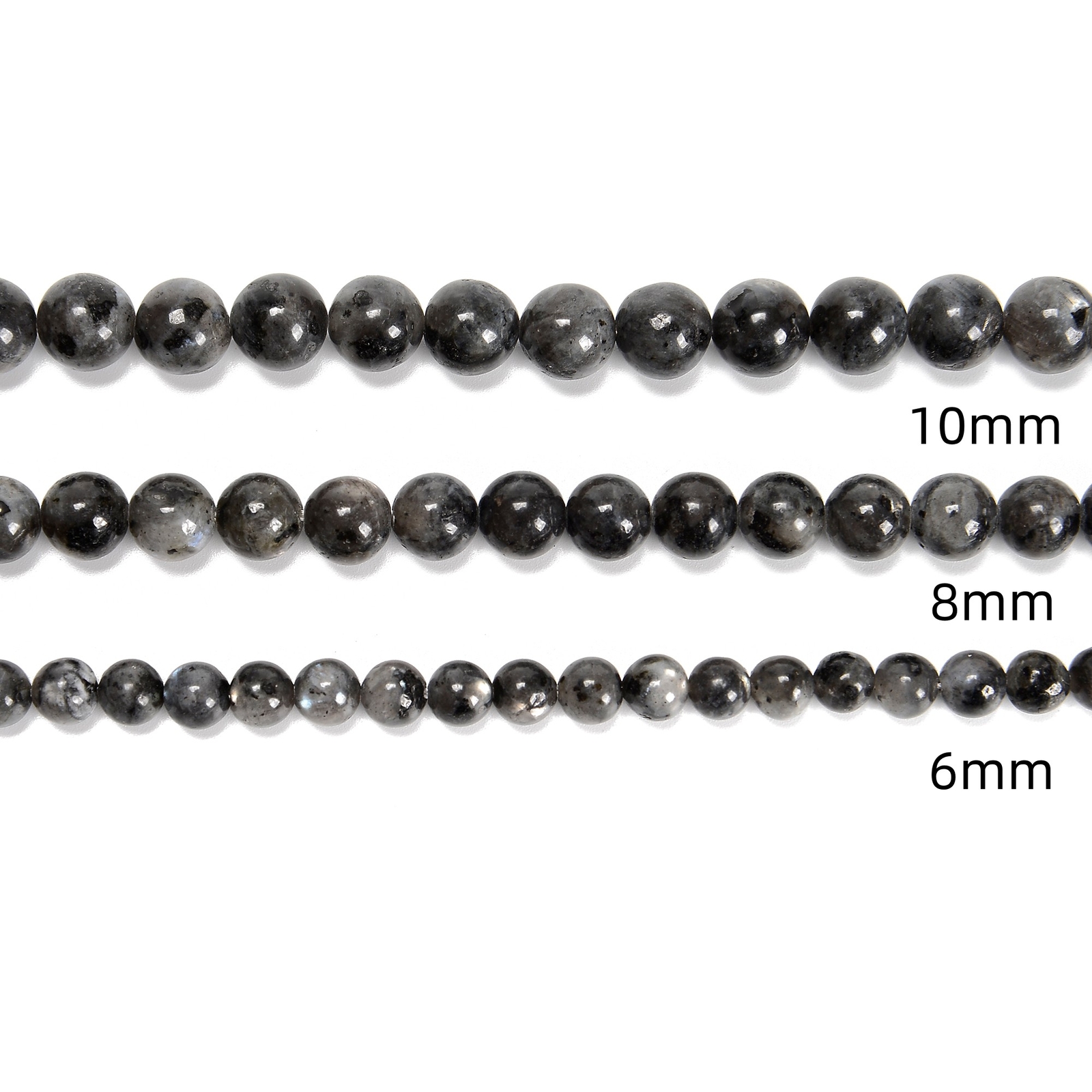 Larvikite Labradorite Smooth Round Beads 6mm 8mm 10mm 15.5″ Strand