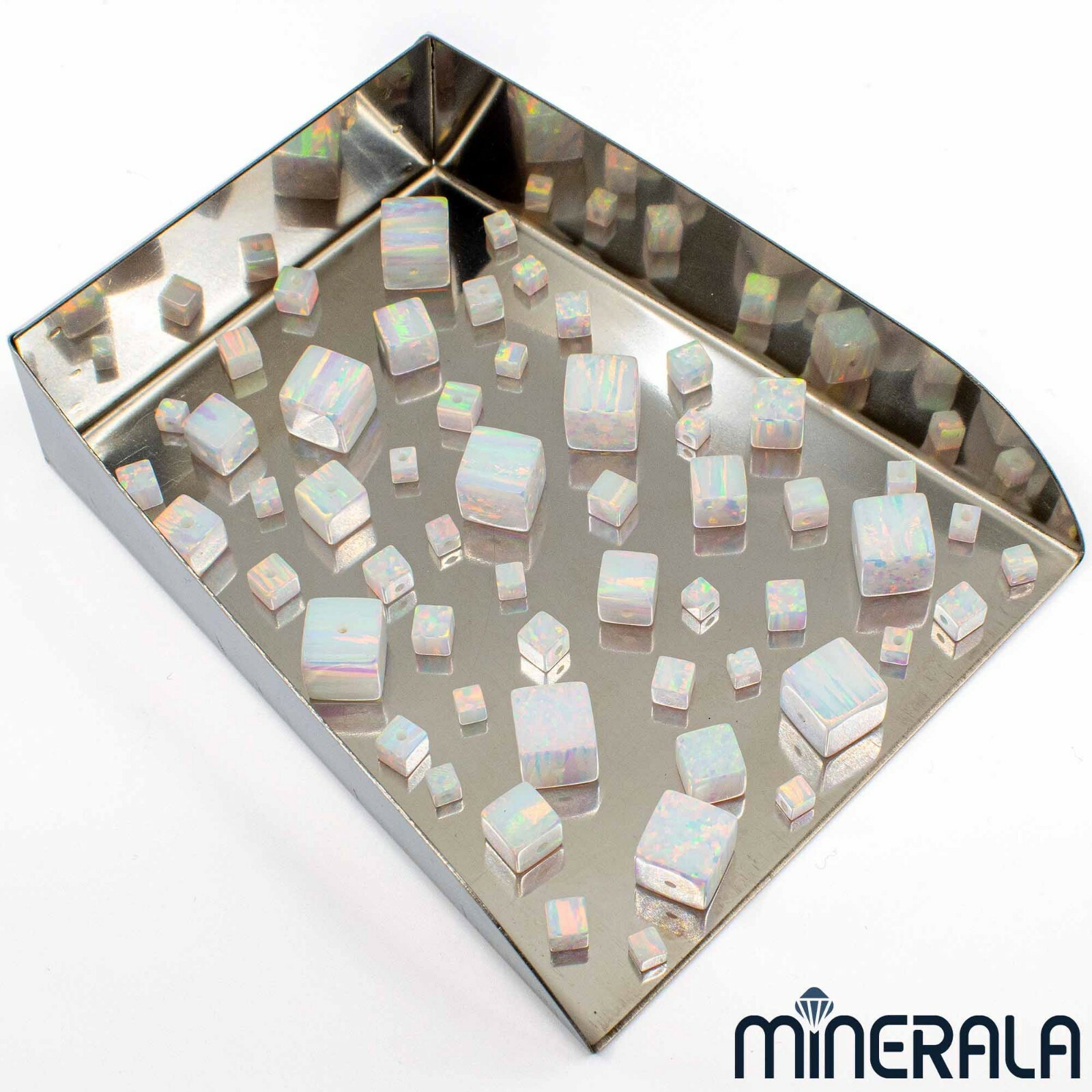WHITE SYNTHETIC LAB CREATED OPAL CUBE LOOSE BEADS FULL DRILLED 3mm-8mm WP002B2