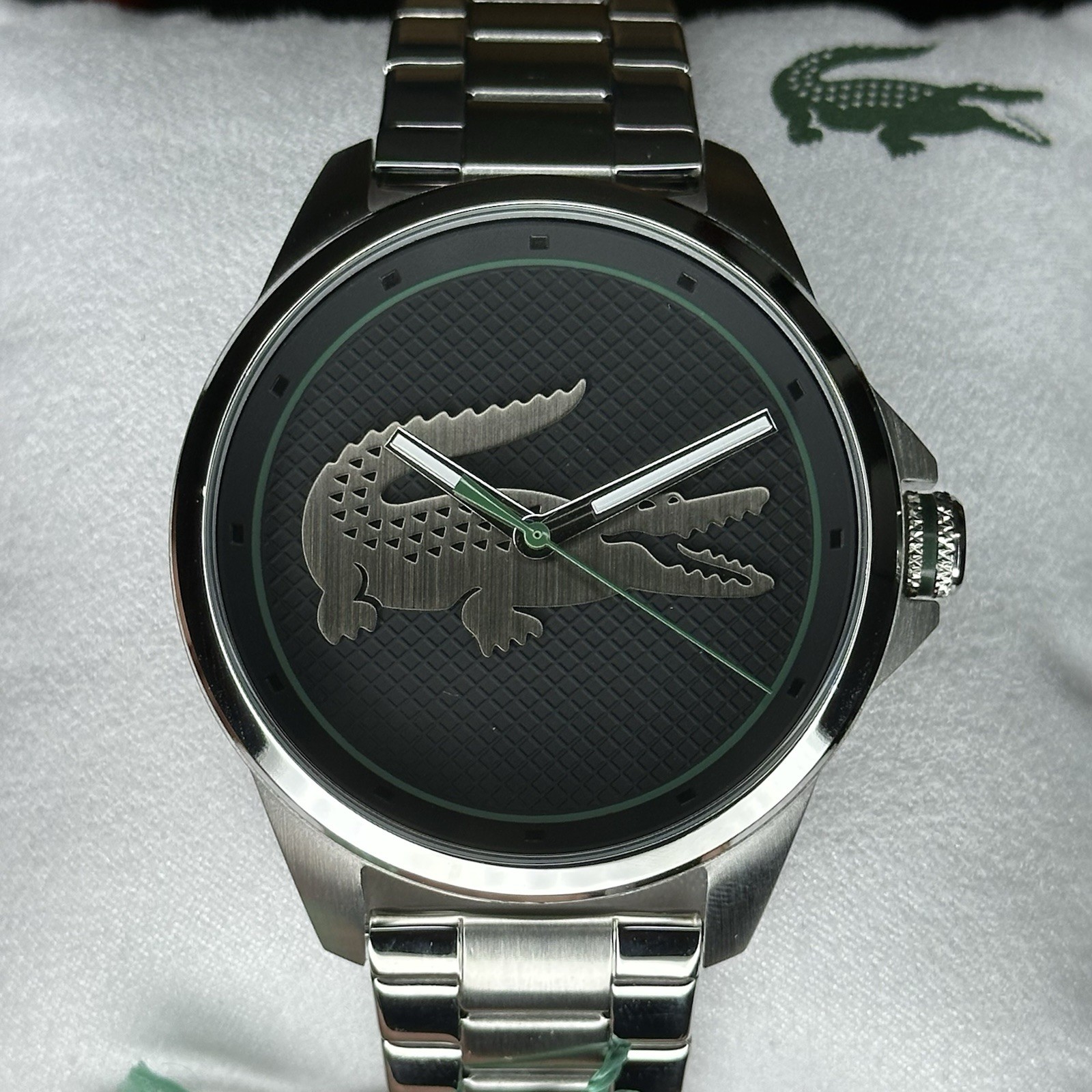 Lacoste Analog Quartz Wristwatch Stainless Steel Bracelet Black Dial Round