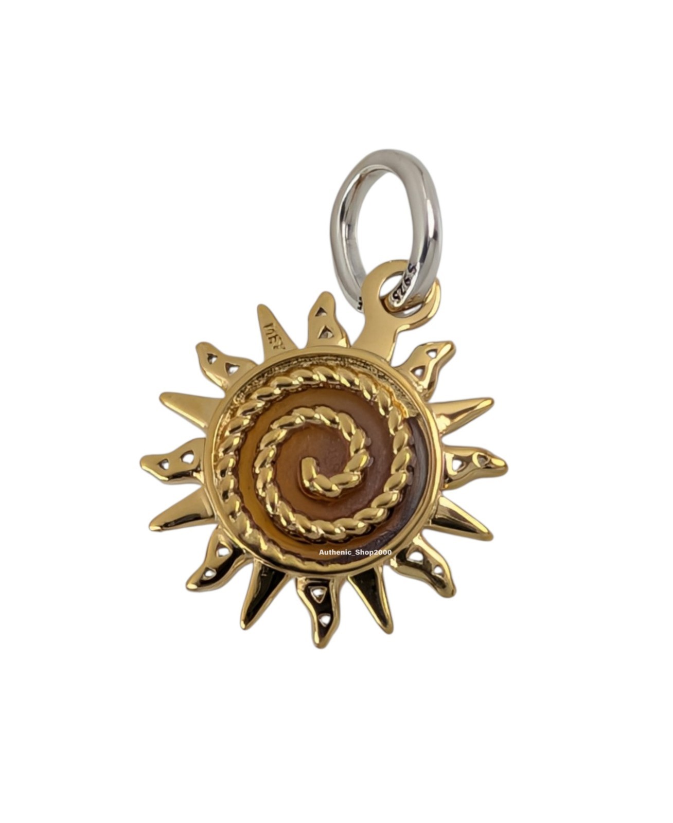 New 100% Authentic PANDORA 14k Gold P 925 Murano Swirling Sun Charm 764703C01