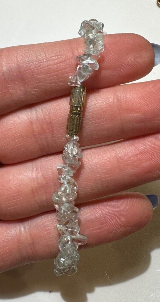 Vintage Pale Blue Topaz Stone Pebble Beads 7.5″ Bracelet DA5