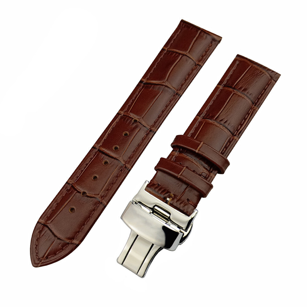 Men’s Genuine Leather Watch Strap Band Black Brown 14 16 17 18 19 20 21 22 24mm