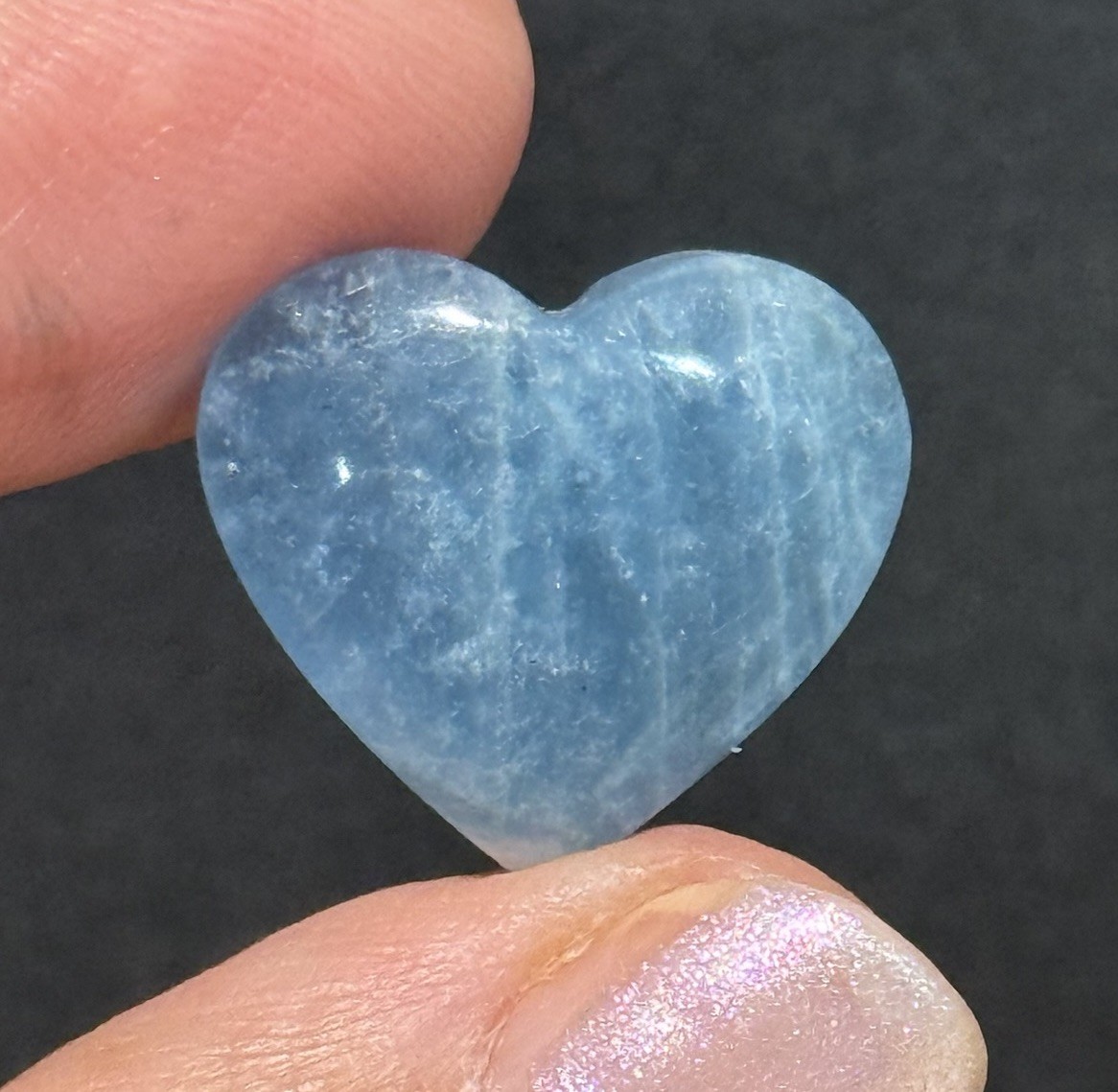 13.2ct 18.7×17.2×5.4mm Smooth Blue Aquamarine Heart Shaped Cabochon Loose Gem
