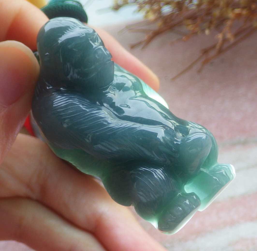 Video Certified Green Natural A Jade jadeite Pendant Orangutan Monkey 123969 TS