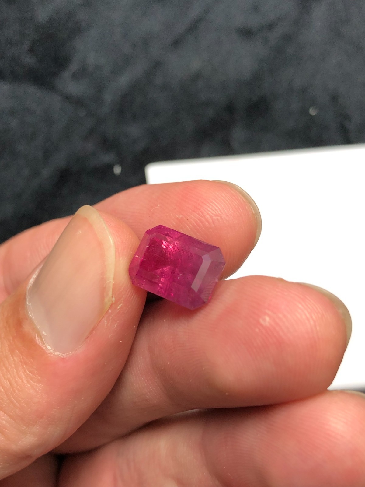 Natural Purplish Pink Tourmaline, Emerald Cut, Hand Faceted