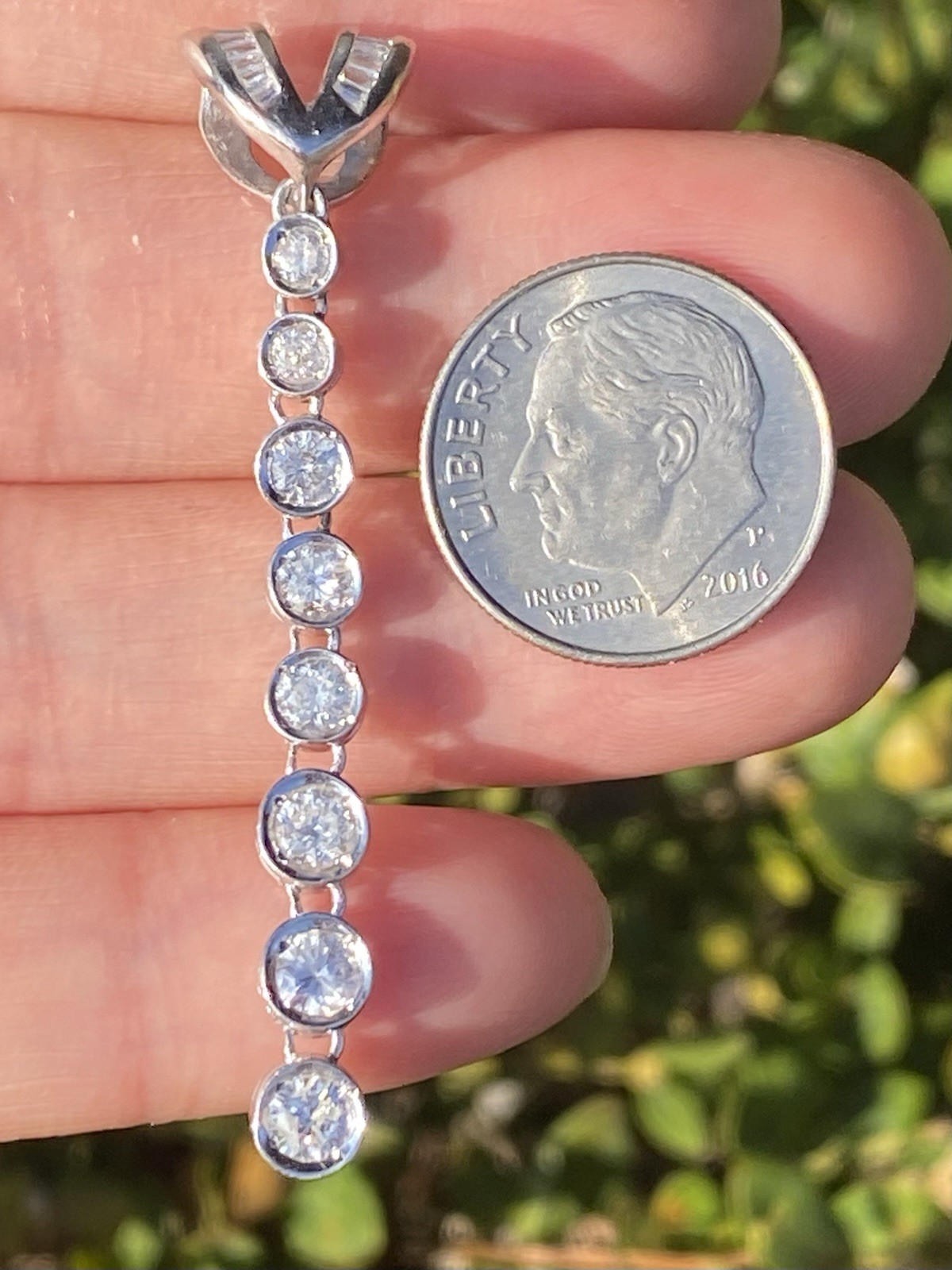 1.00CTW 100% Natural Round Diamond Drop Platinum Pendant