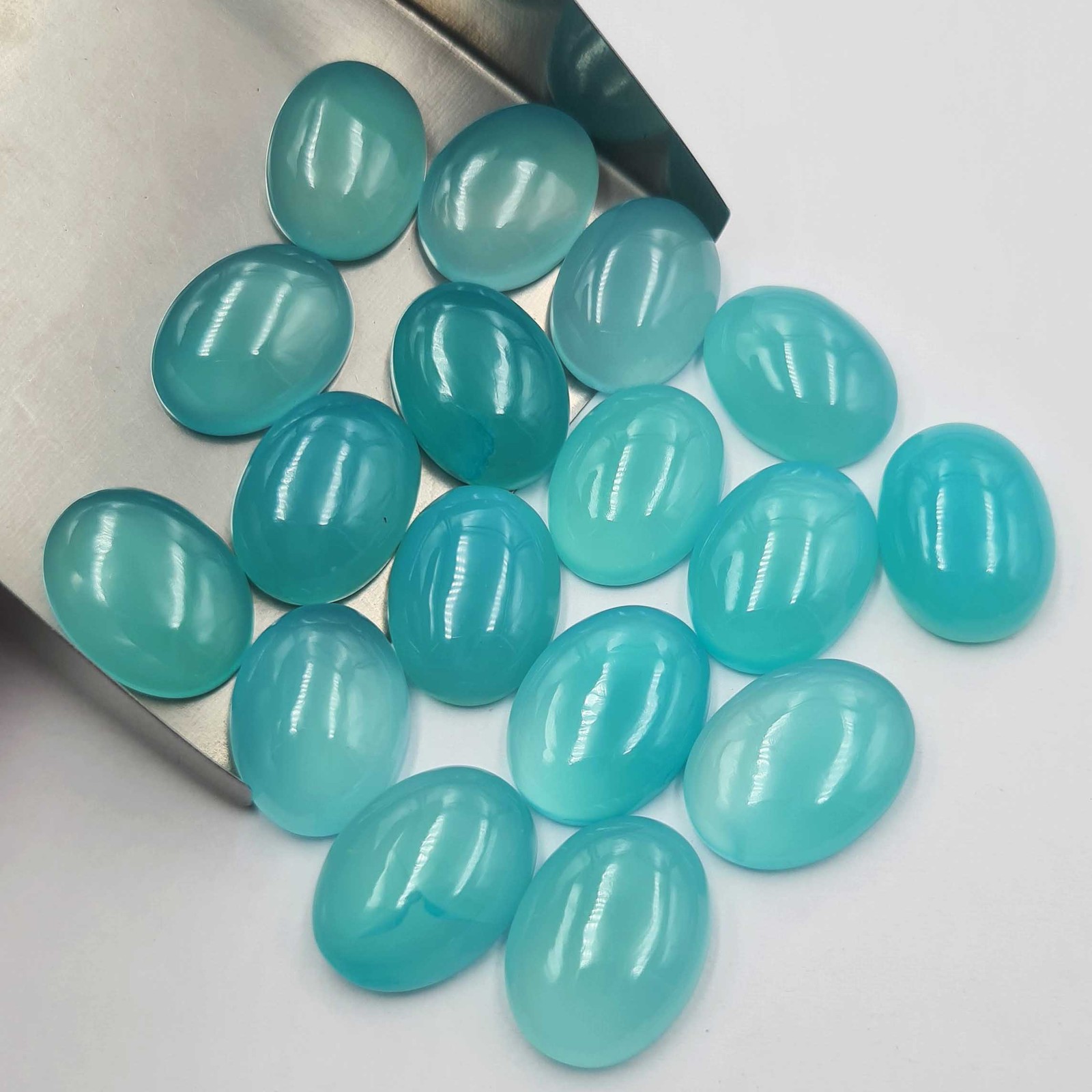 Natural Chalcedony Oval Cabochon Loose Gemstone Lot 7 Pcs 15*20 MM 105 CT