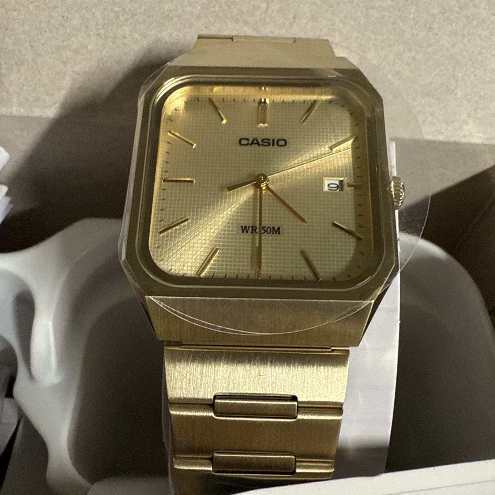 Casio MTP-B185G-9A Gold Stainless Steel Analog Men’s Watch | WR 50M | New