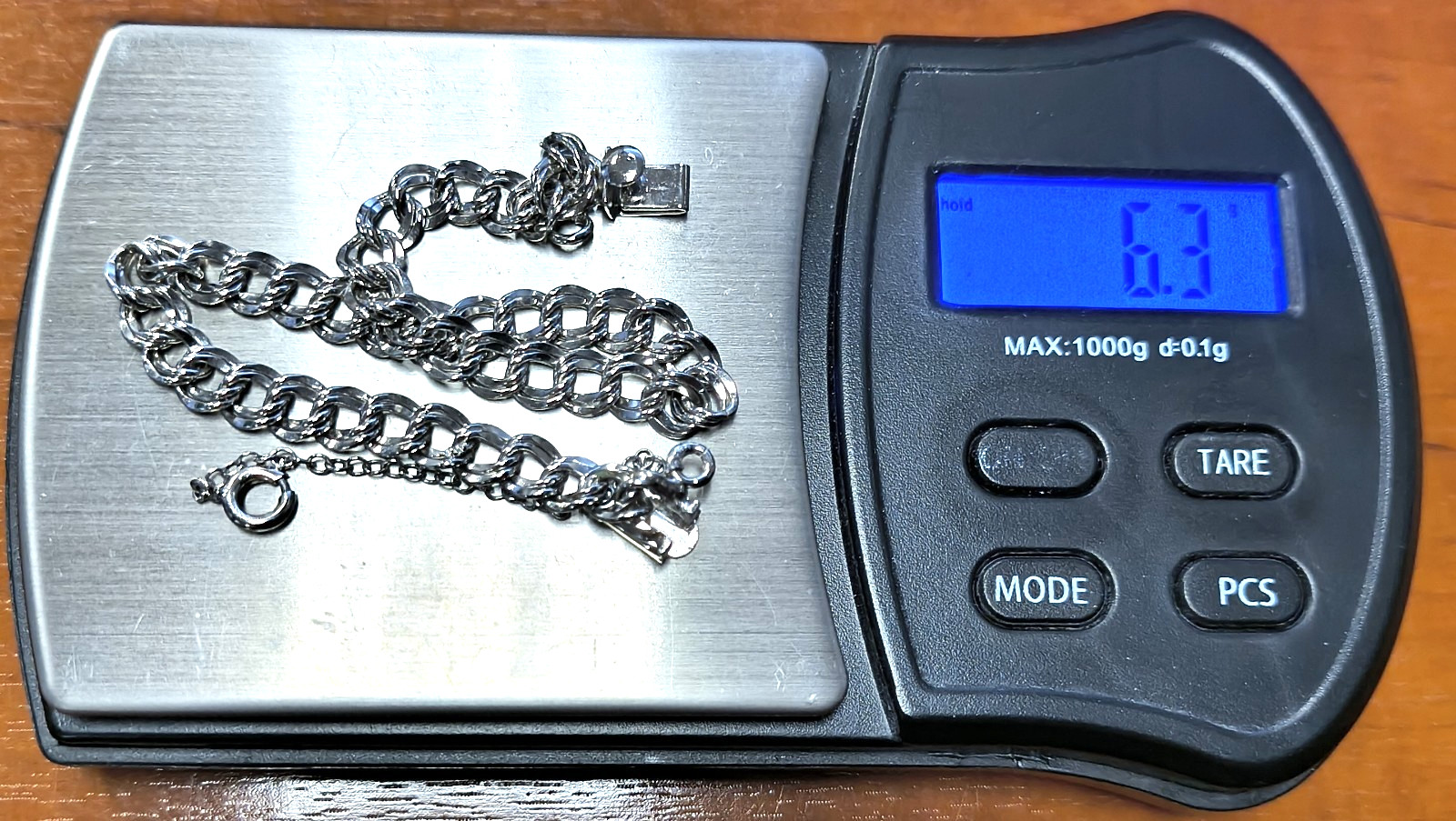 Vintage Signed ELCO 925 Sterling Silver Double Ring Chain 7″ Charm Bracelet