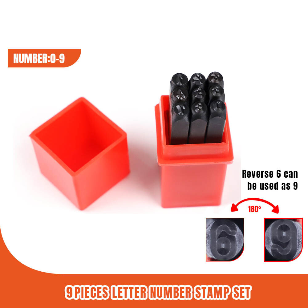 3mm 9pcs Number Stamp Set 1/8″ 0-9 Punch Press Tools Metal Plastic Wood Stamping