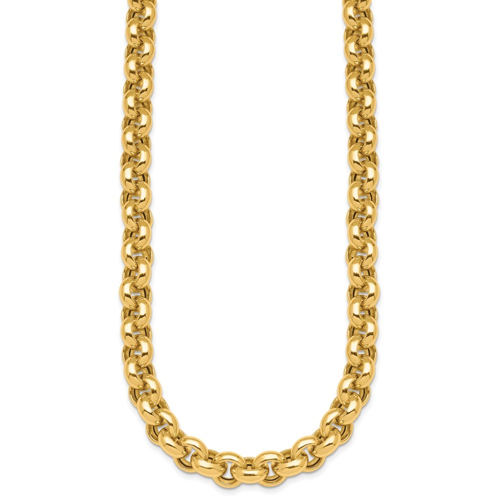 14k Yellow Gold Polished 10.6mm Open Link Rolo Necklace 18″ for Women 39.38g
