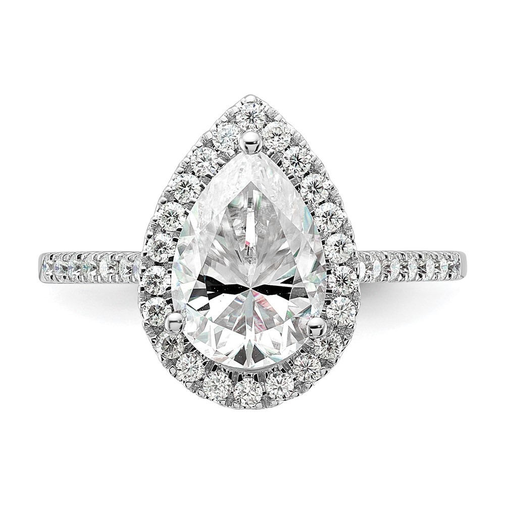 14k White Gold 2 1/2 Ct D E F Pure Light Moissanite Halo Engagement Ring Size 7