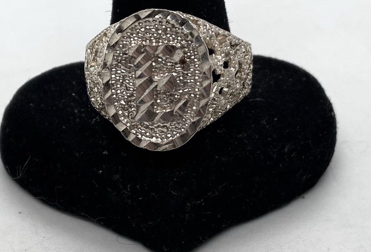 New STERLING SILVER Initial Monogram Ring – “E” – SIZE 11-1/2 – 7.4 Grams Signet