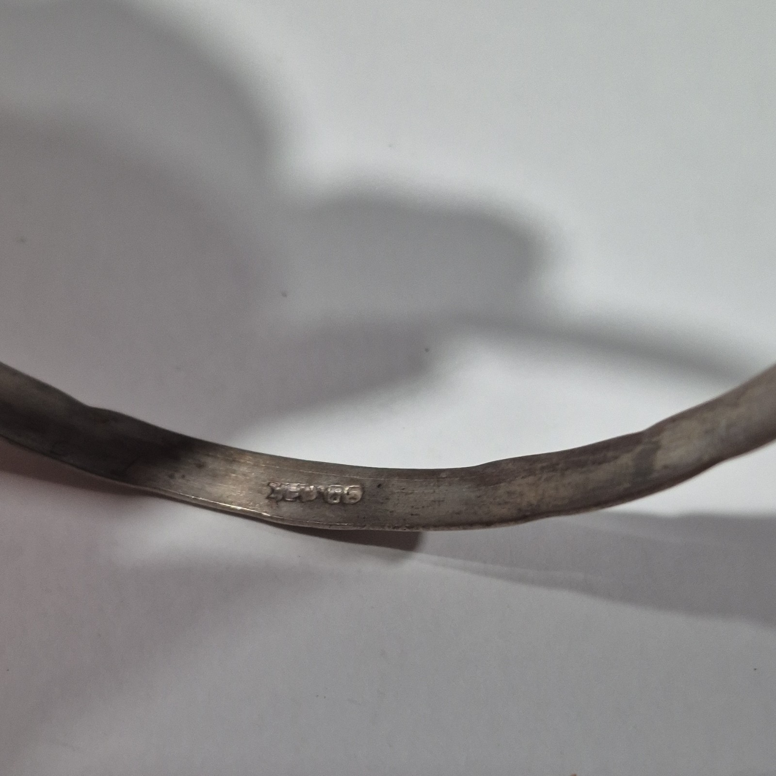 925 Sterling Silver Round Bangle Bracelet, Signed, Silver Tone, No Stone 27g