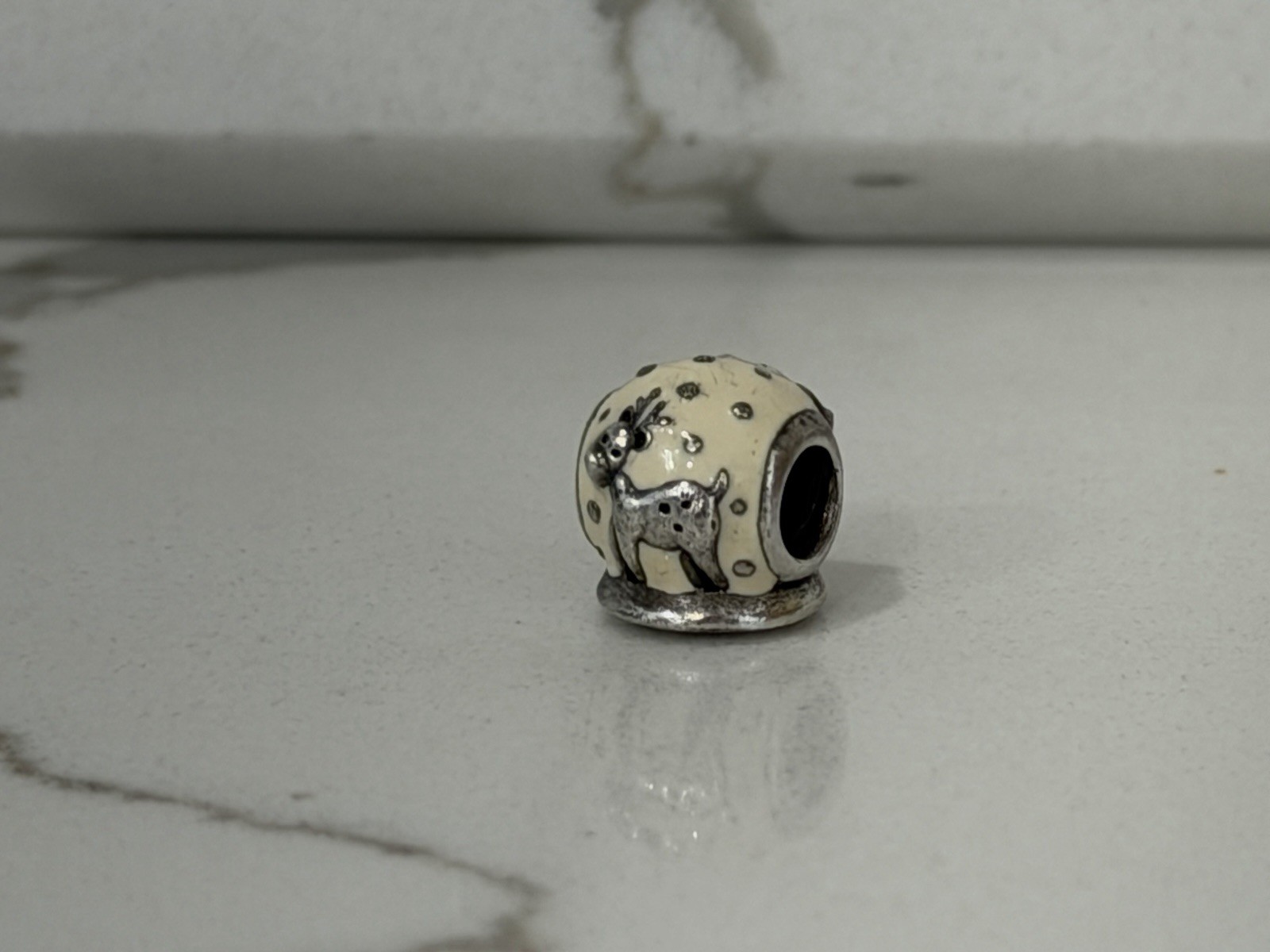 Pandora Sterling Silver Reindeer Snow Globe Enamel Charm Bead 791228EN12