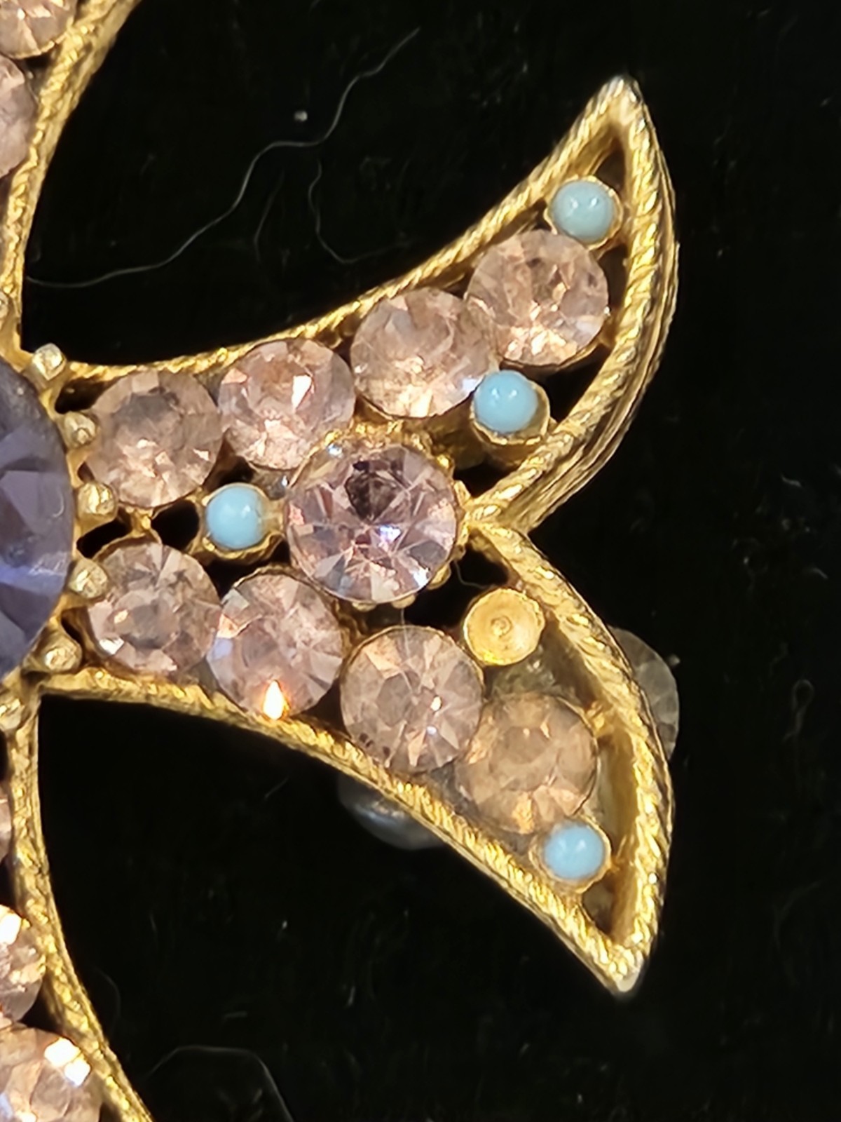 Vintage Signed BSK Maltese Cross Pendant Slide Purple Rhinestone As Is 2 inch