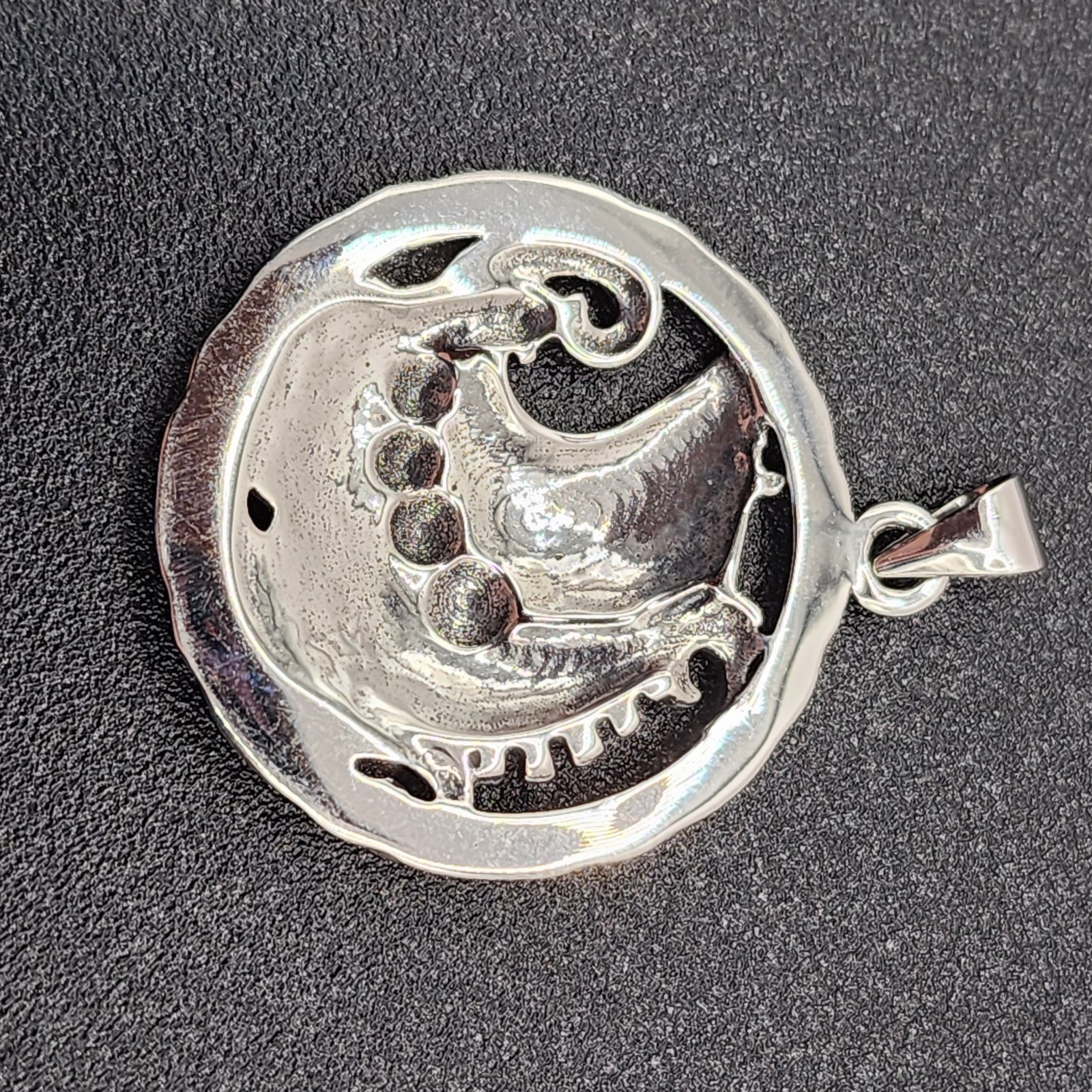 925 NEW Sterling Silver Pendant- SHIP Sailing Ocean 28mm In Diameter