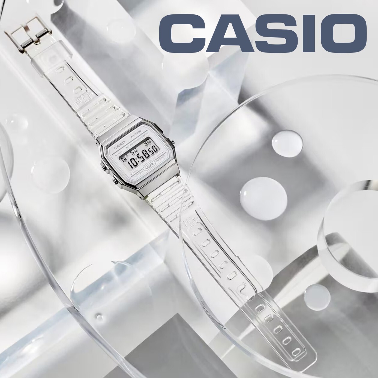 CASIO F-91WS-7JH Transparent Band Classic Digital Watch