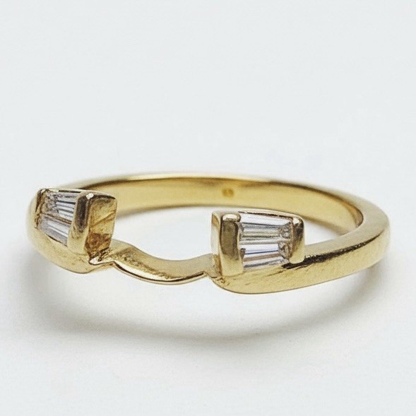 14K Gold Diamond Baguette Enhancer Size 5.5 Ring 2.6 Grams