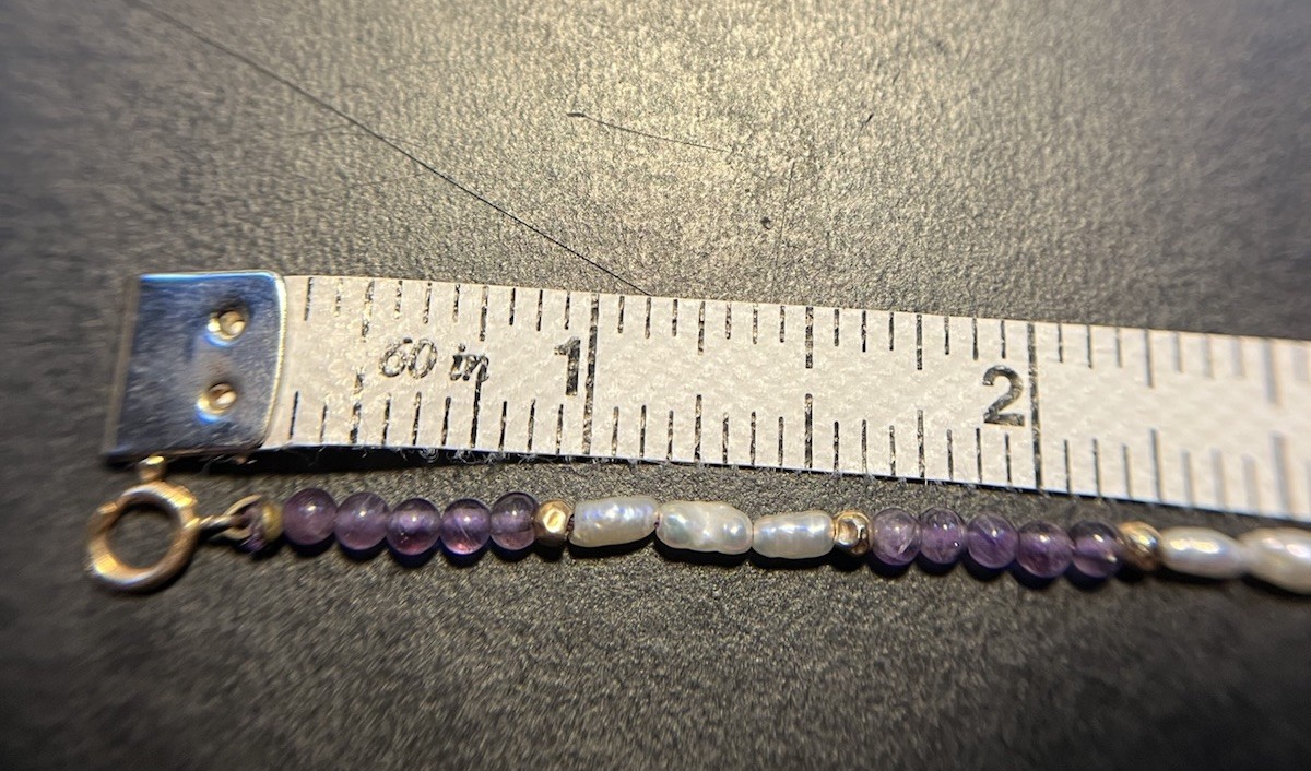 Women’s Bracelet Amethyst Freshwater Pearls 14K Gold Beads And Clasp 7.25 in