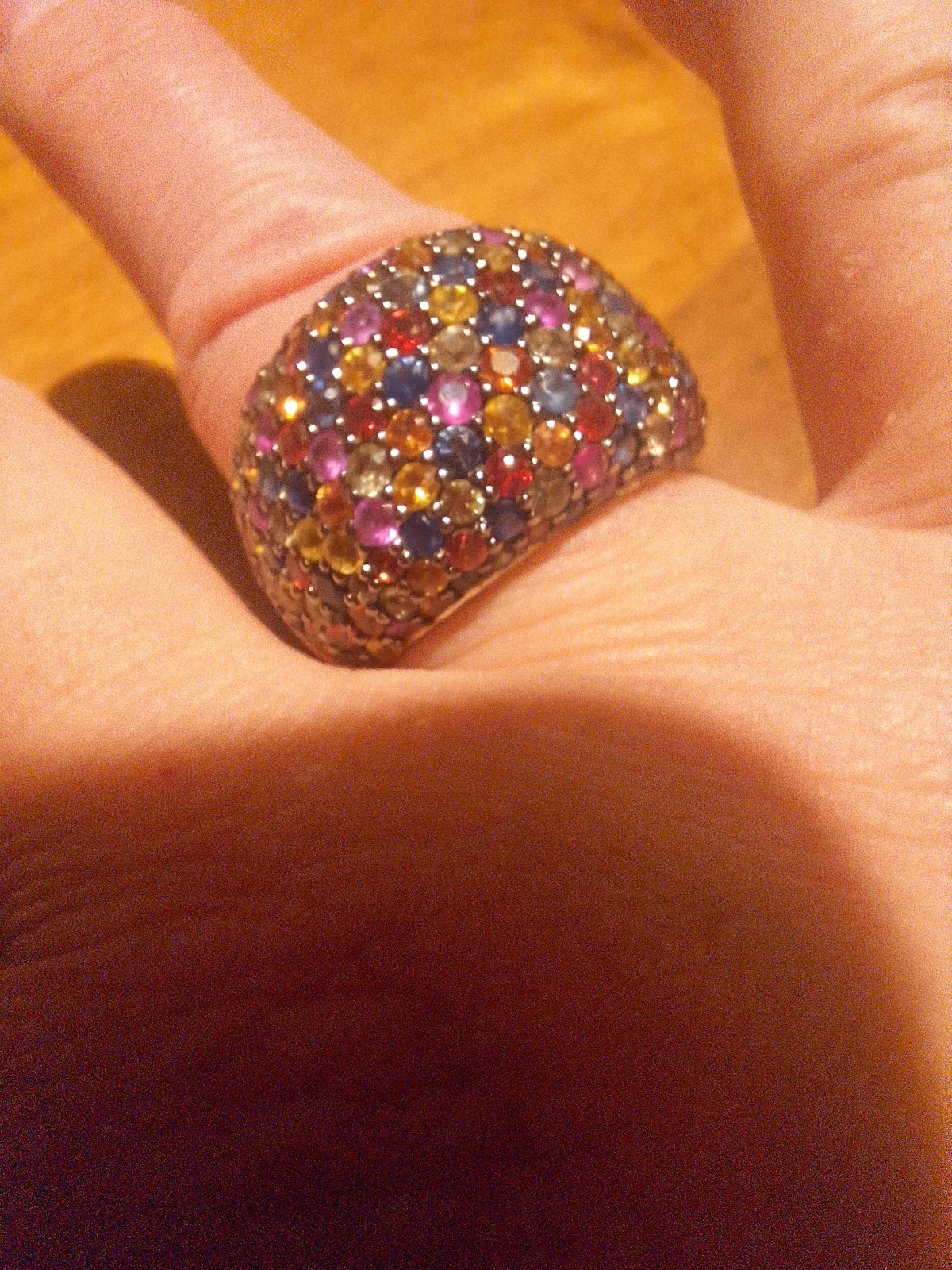 EFFY Splash 925 Sterling Silver Multi-Color Sapphire Pavé Band Ring Size 9