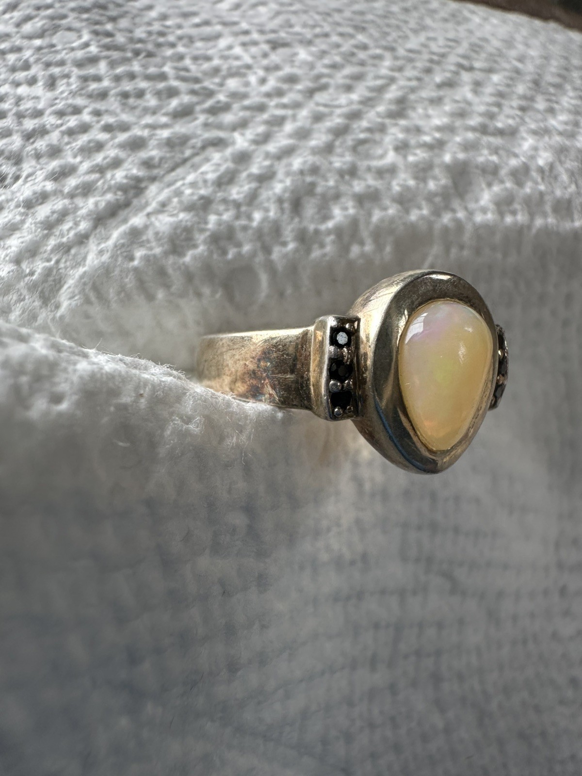 Ethiopian Opal Ring Rainbow Stone 925 Sterling Silver Wedding Rings Jewelry