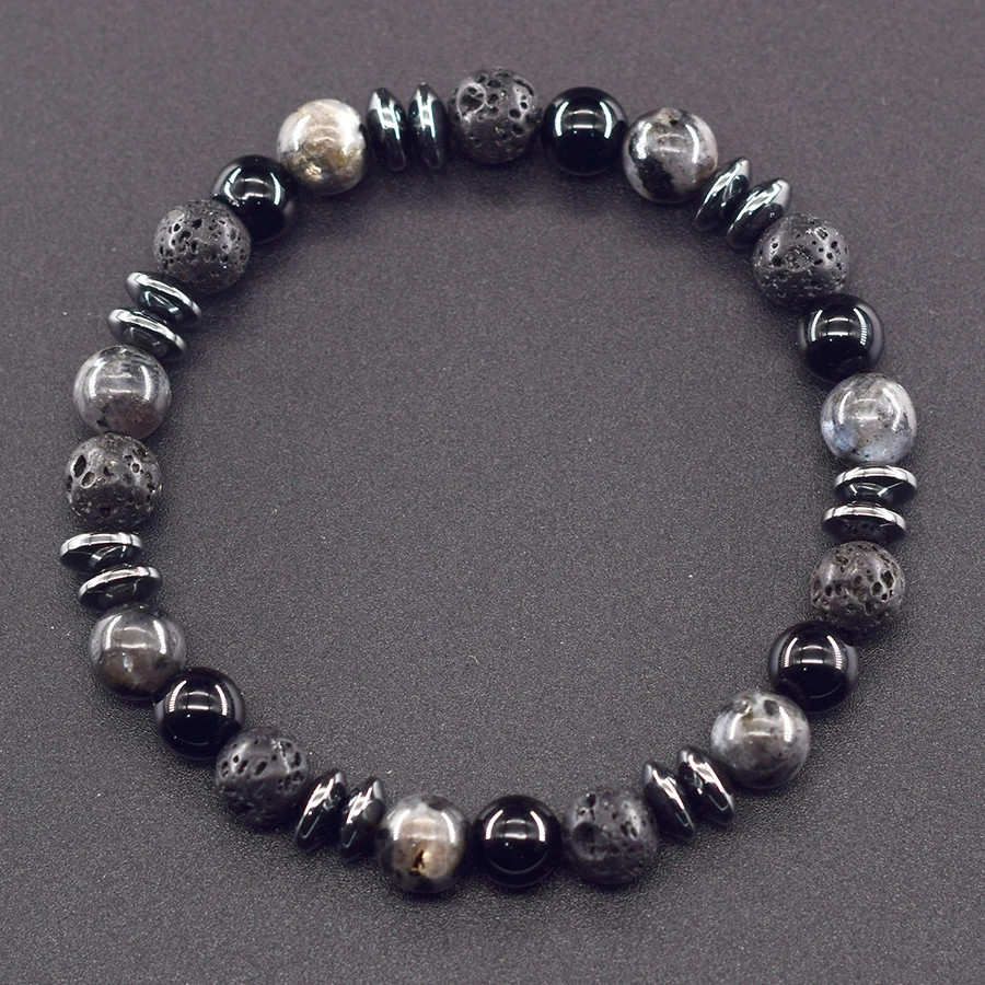 Energetic Balance Spiritual Protection Natural Volcanic Stone Labradorite Beads