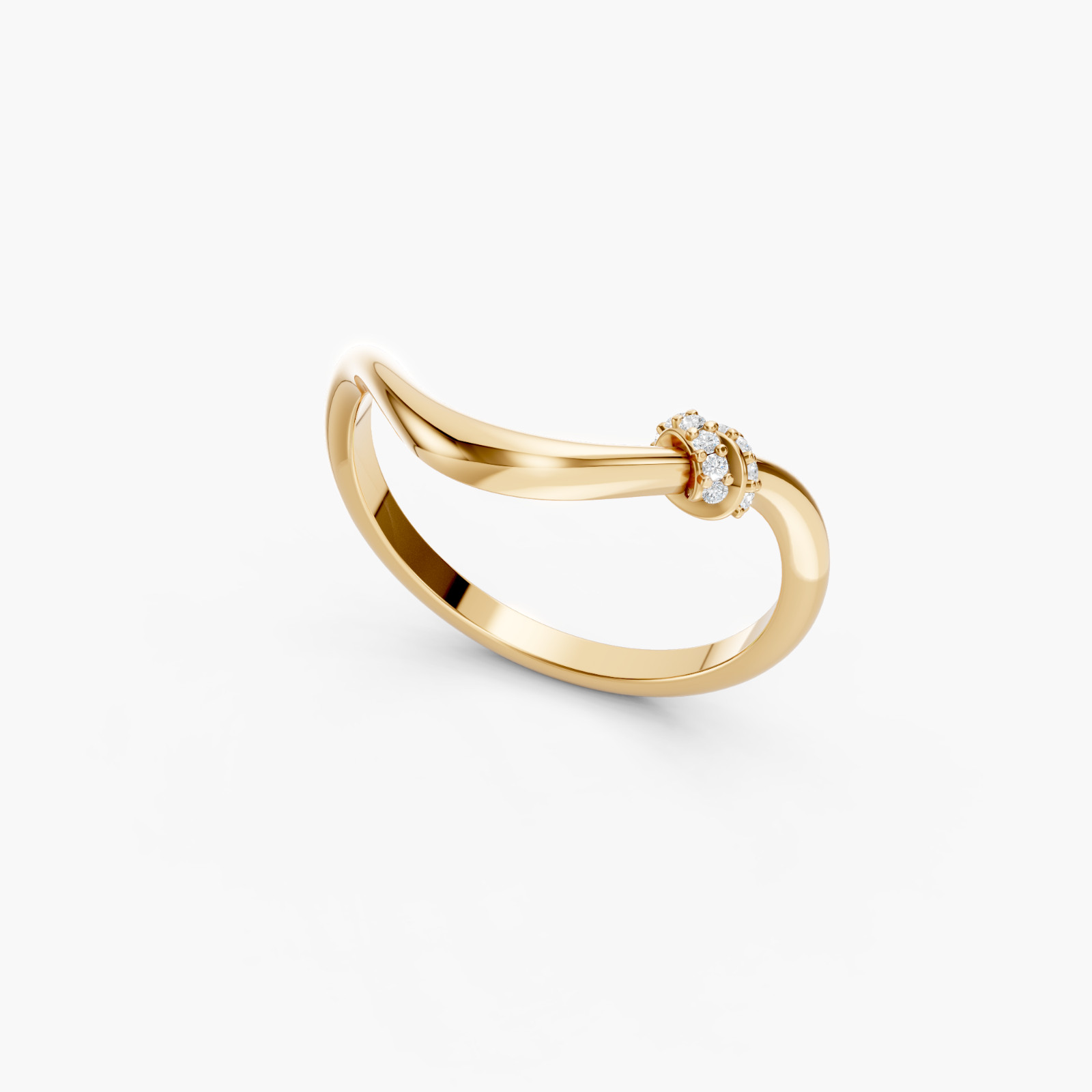 V Shape Lab Diamond Ring 14K Rose Gold D-F- VVS Chevron Stackable Wedding Band