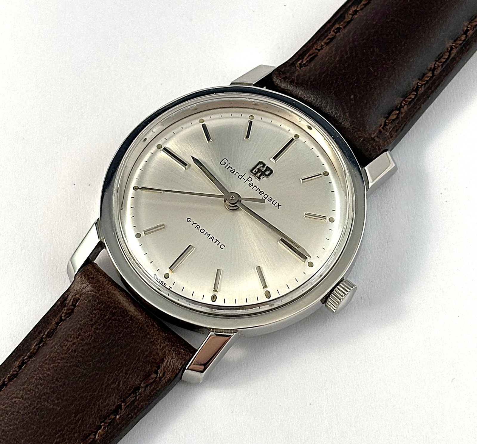 Vintage Girard-Perregaux Gyromatic Stainless Steel Auto Mens Watch 17J 1970