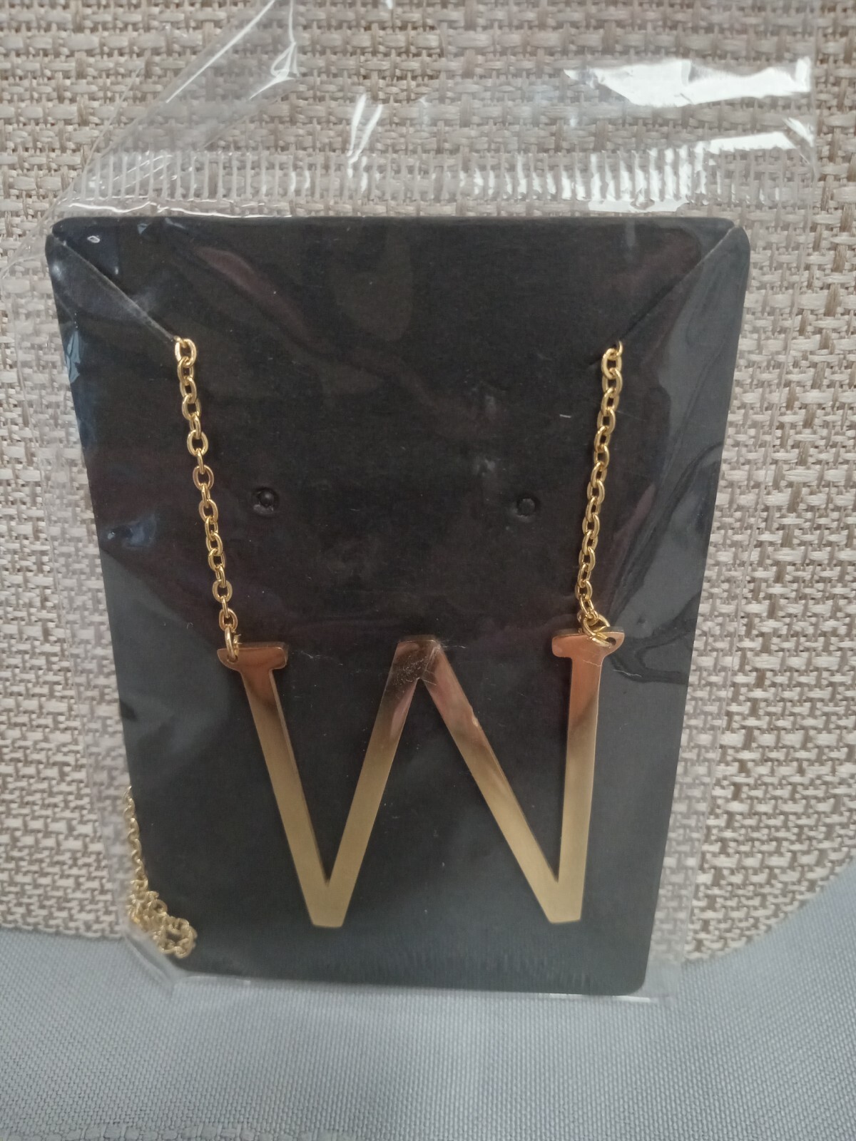 22″ Sideways Initial Letter 18K plated Stainless necklace Gold large charm penda