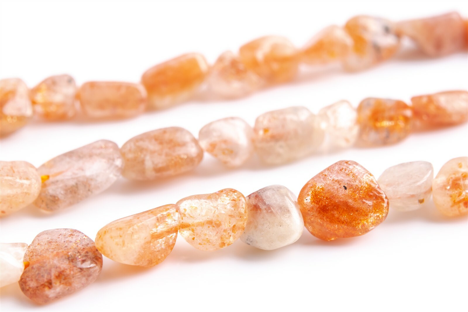 3-5MM Orange Sunstone Pebble Chips Grade A Genuine Natural Loose Beads