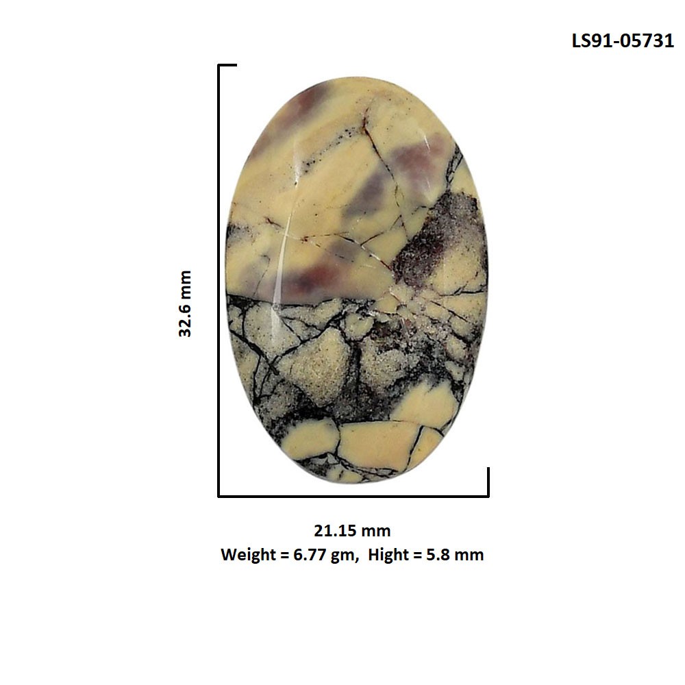 Porcelain Jasper 21.15×32.6×5.8 mm Oval Shape Polished Gemstone LS91-05731