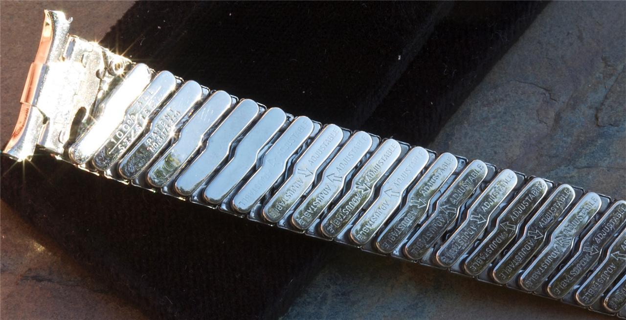 Vintage steel watch band 16mm to 20mm adjustable ends NOS 1960s/70s Baldwin USA
