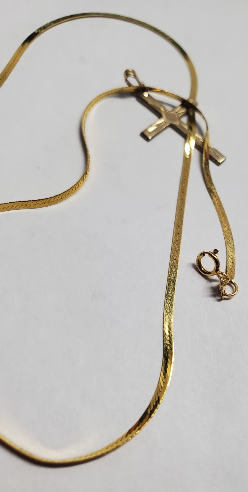 14k 1.58g Gold Chain (18inch & never worn) + 14k 0.57g Gold Filled Cross Pendant