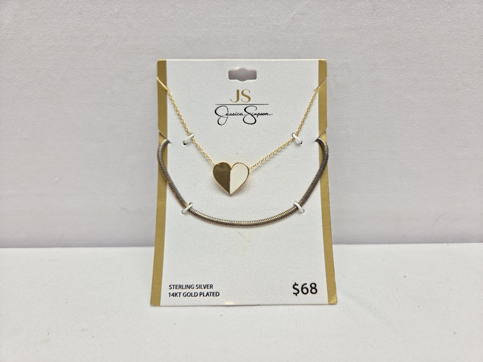Jessica Simpson 14KT Gold Plated Layer Necklace Set Sterling Silver 18″ Necklace