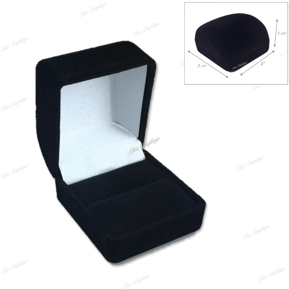 12pc Ring Gift Boxes Black Velvet Ring Boxes High Quality Velvet Gift Boxes Lots