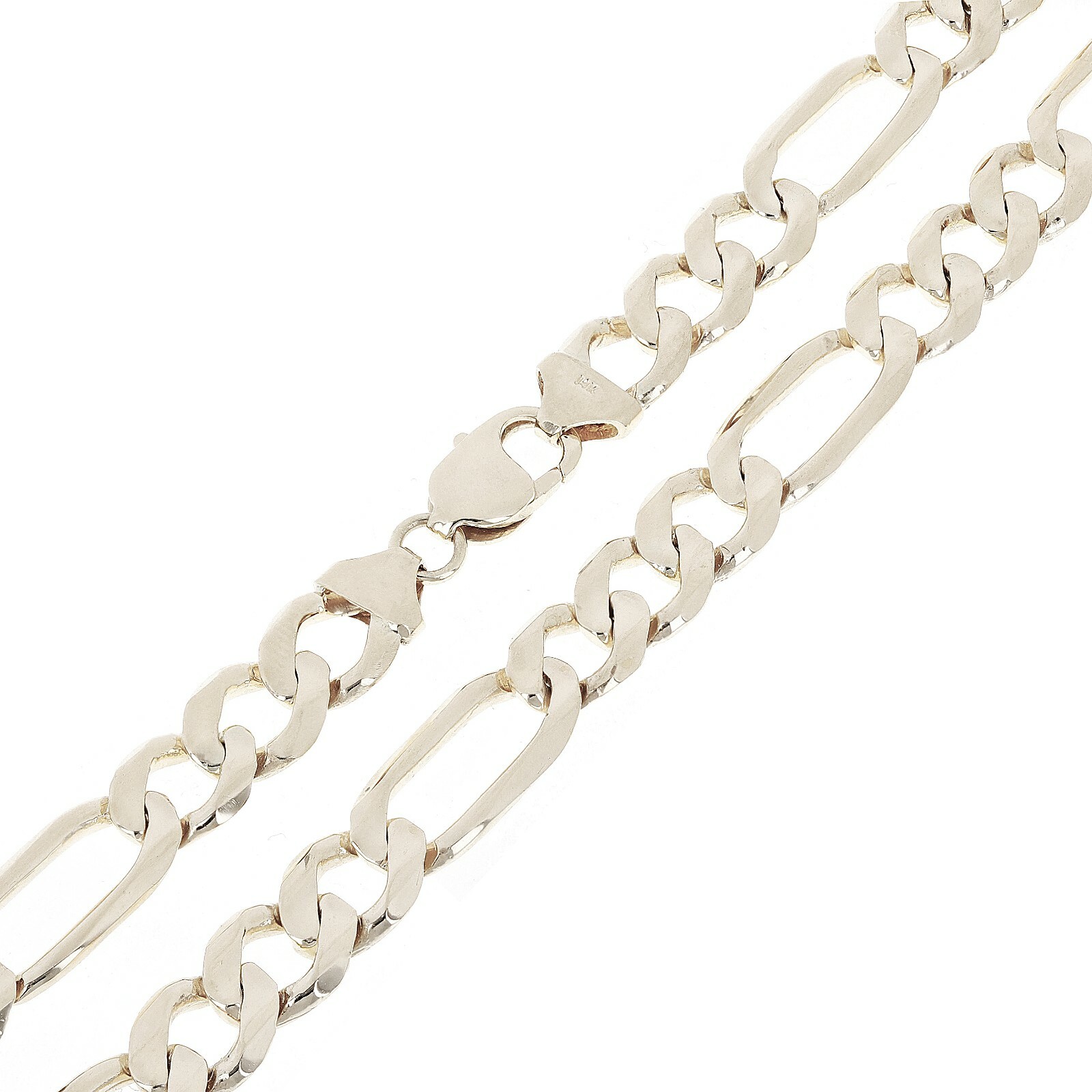 Men’s 10k White Gold Solid Figaro Chain Necklace 20″ 9.7mm 51.6 grams