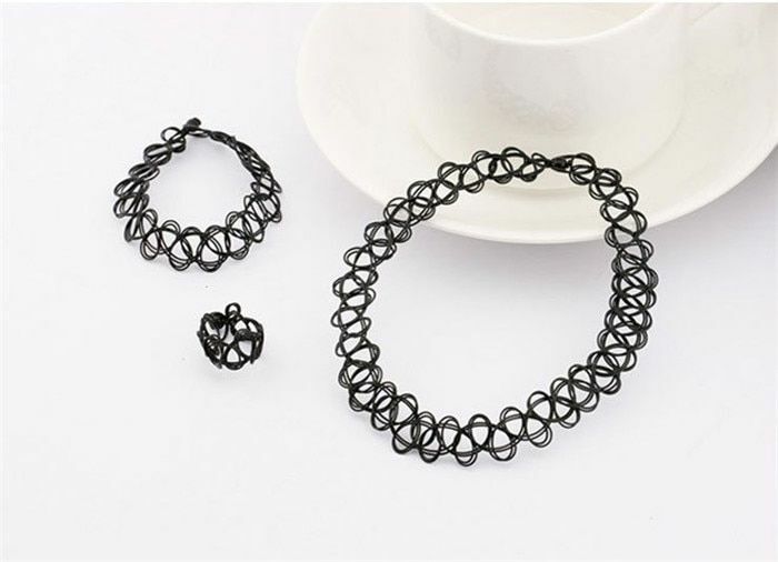 Elastic Vintage Gothic Collar Stretchable Choker Necklace Bracelet Women Jewelry