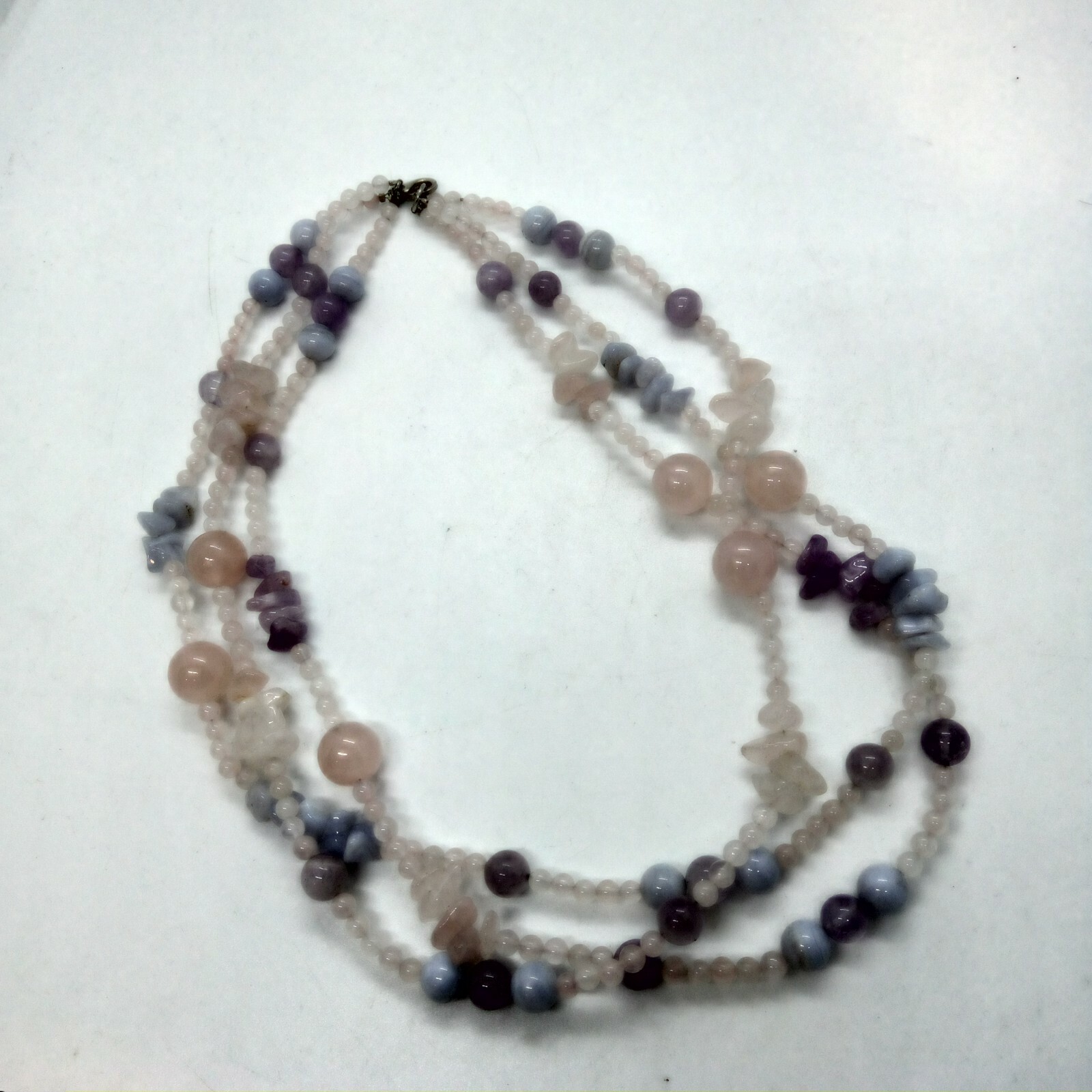 Glass Bead Necklace 3 Strand Round Beaded String Beautiful ❤️✨