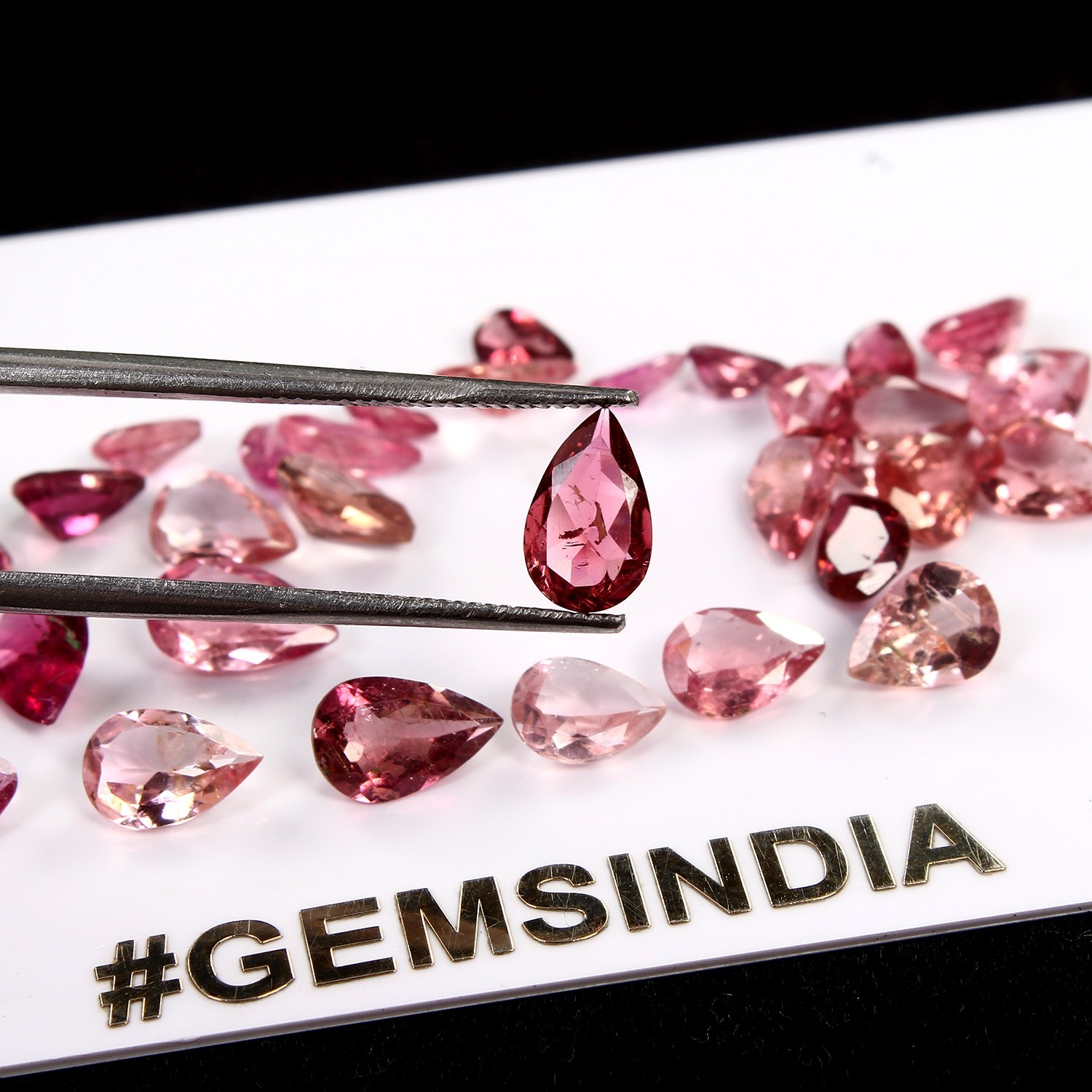 Certified 13.90 Cts/30 Pcs Natural Pink Rubellite Tourmaline Pear Cut 5-7mm Gems