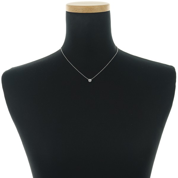 Auth STAR JEWELRY Necklace Pink & Clear Diamond 0.04ct/0.05ct Circle Pt 950