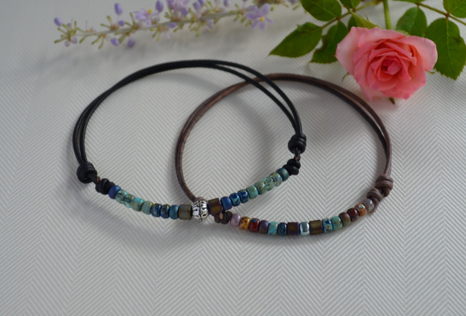 Multi-Color Bead Leather Anklet Beaded Ankle Bracelet Women’s Ankle Jewelry