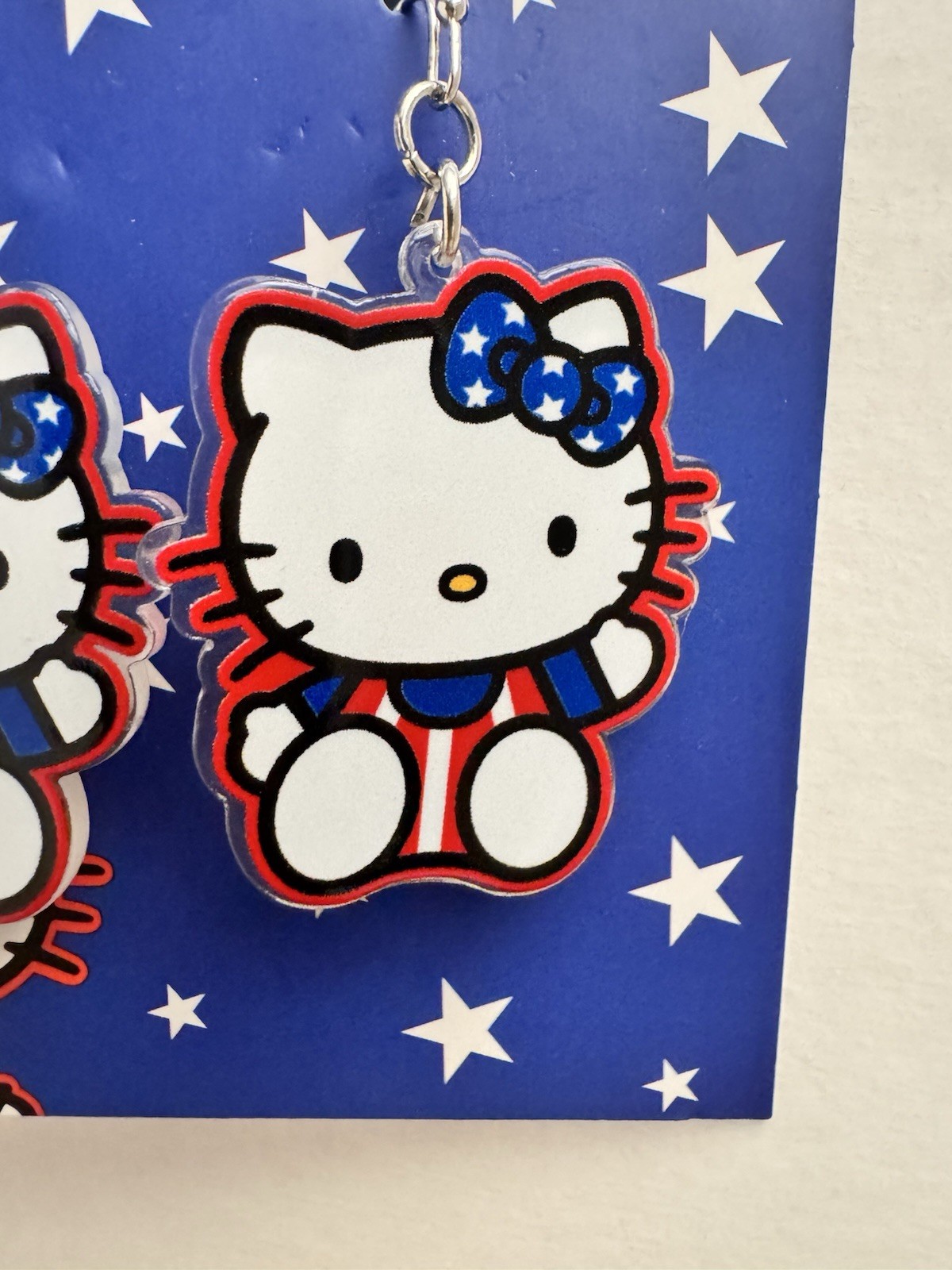 Hello Kitty Claire’s Exclusive Patriotic Earrings With Stars Design NEW ON BOARD