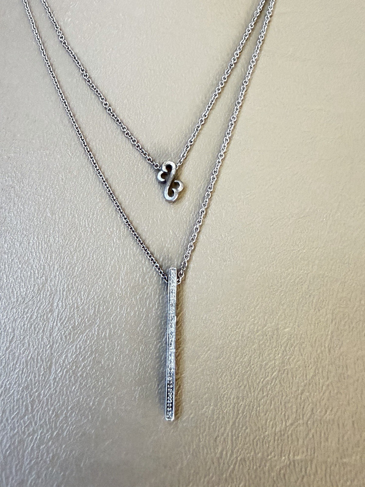 Jane Seymour Open Hearts Diamond Bar/Open Heart Layered Cable Chain Necklace