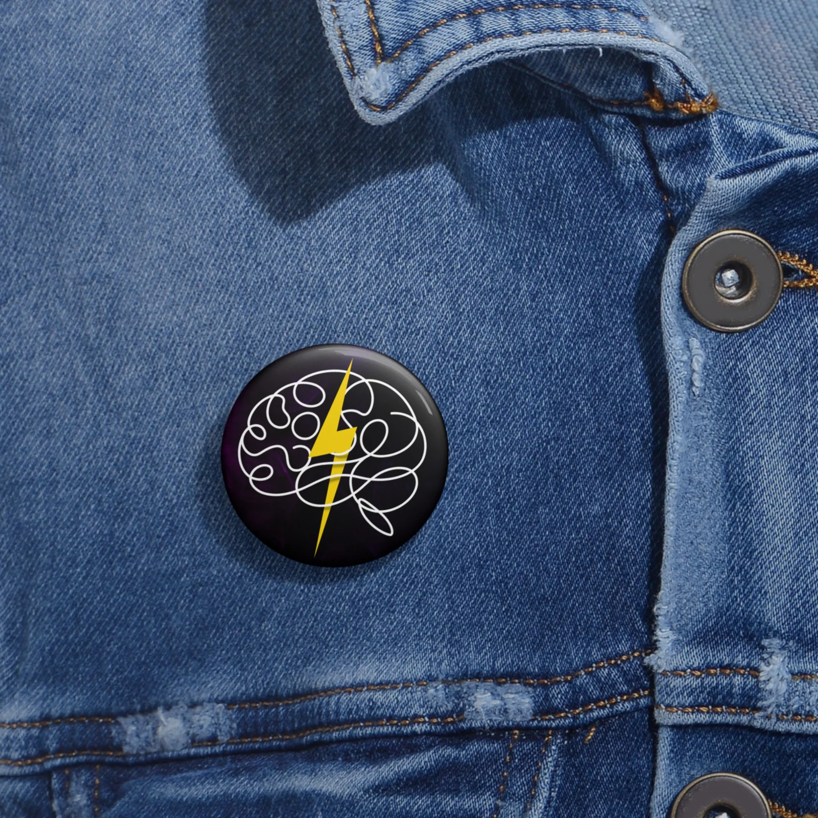 Electric Mind Epilepsy Awareness Pin Button