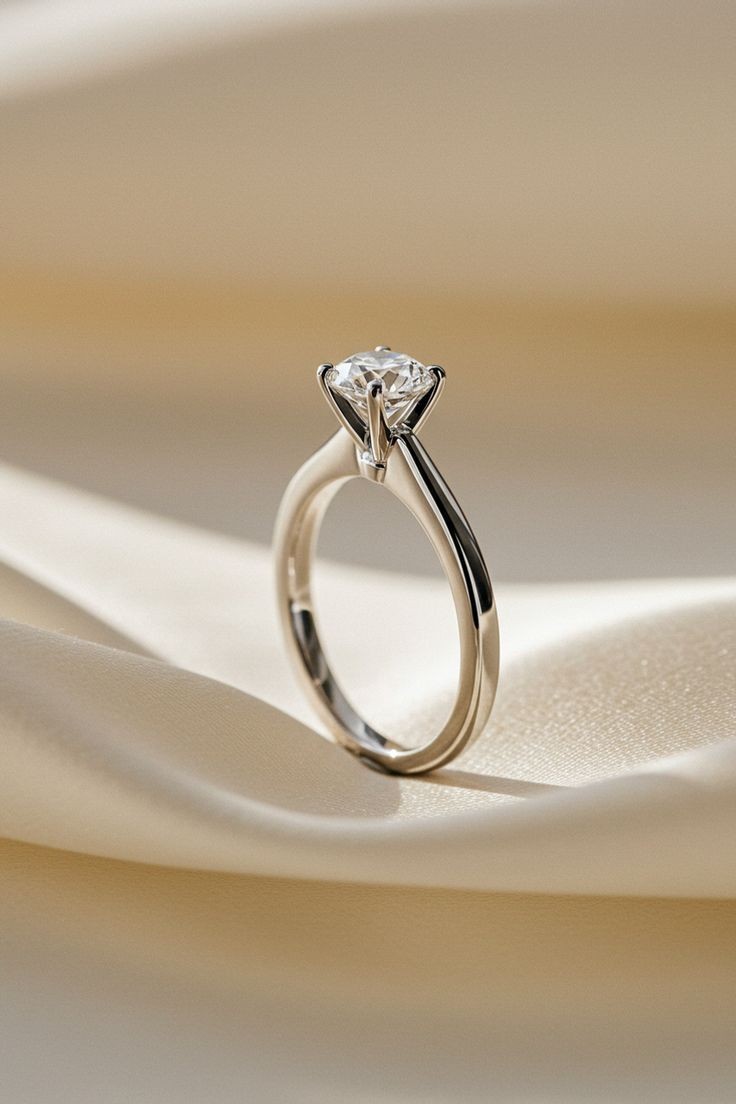 0.90 Carat Round Cut Lab-Grown Diamond Engagement Ring – 14K White Gold Luxury