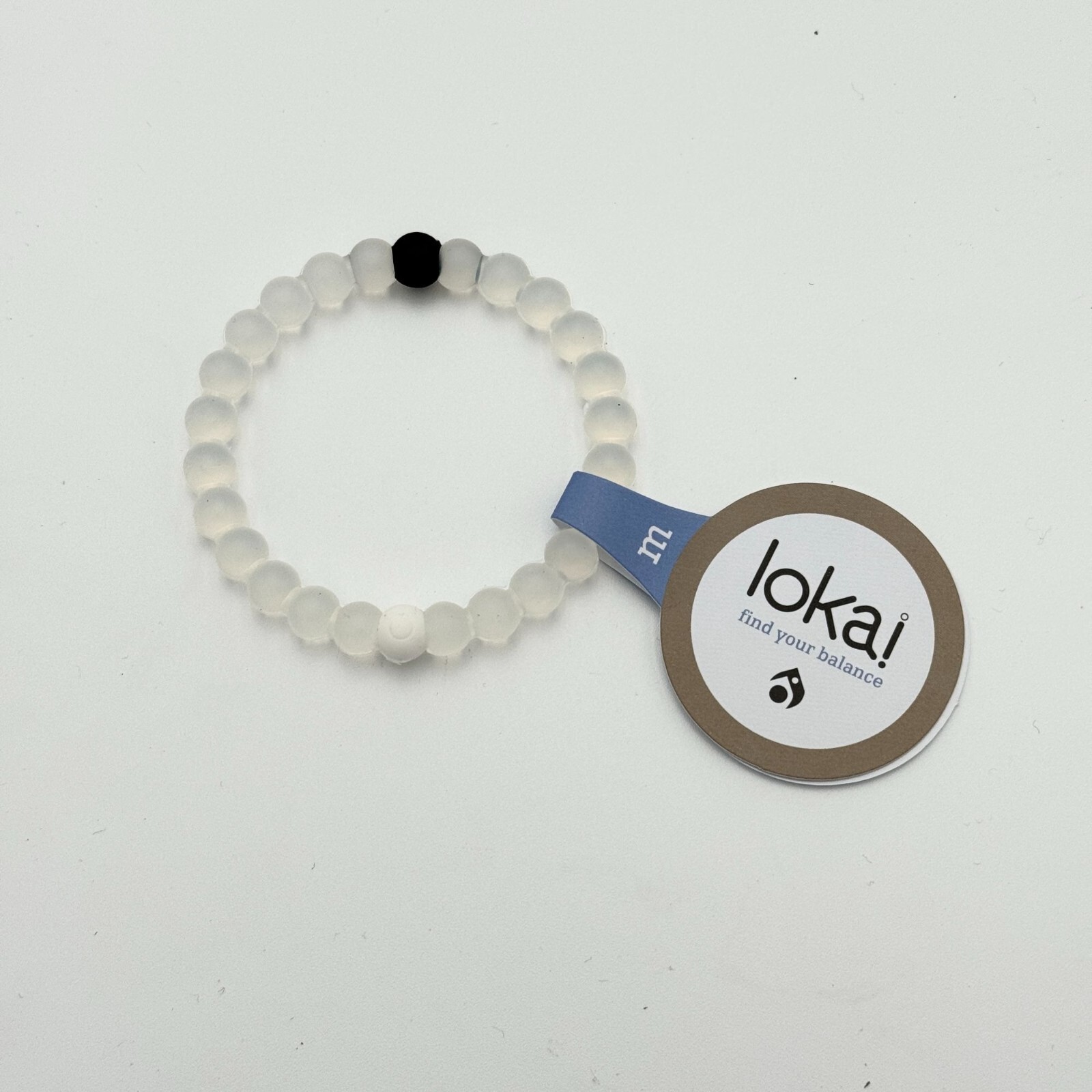 New Lokai Classic Bracelet Clear Beads Slide On Style Medium Find Your Balance
