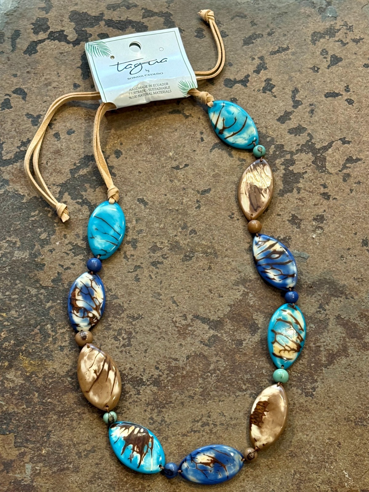 TAGUA NUT “GRANADA” NECKLACE ORGANIC ARTISAN HANDMADE BOHO STATEMENT JEWELRY NEW